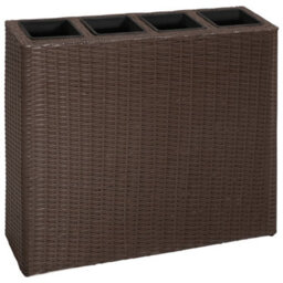 Berkfield Garden Raised Bed With 4 Pots Poly Rattan Brown - thumbnail 1