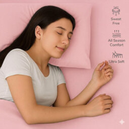 25Cm Deep Fitted Bed Sheet Pink Super Soft Polyester Microfiber, Breathable & Wrinkle Resistant - thumbnail 3