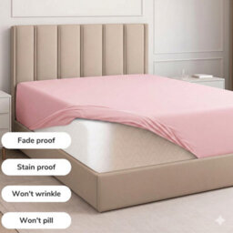 25Cm Deep Fitted Bed Sheet Pink Super Soft Polyester Microfiber, Breathable & Wrinkle Resistant - thumbnail 2