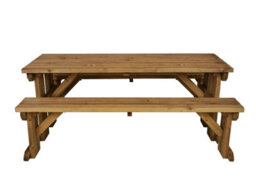 Arbor Garden Solutions Picnic Bench And Table Set, Aspen Wooden Patio Furniture (5Ft, Rustic Brown) - thumbnail 2