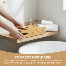 LKH Home Collection Lkh Expandable Bamboo Bath Tray Caddy 78 To 105 X 22 Cm Foldable Bathtub Rack With Wine Glass Holder Mobile Tablet Book Stand - thumbnail 7