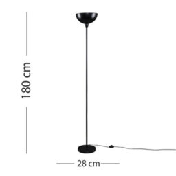 Valuelights Forseti Modern Black Uplighter Floor Lamp With Bowl Shaped Shade - Includes 6W Led Gls Bulb 3000K Warm White - thumbnail 6