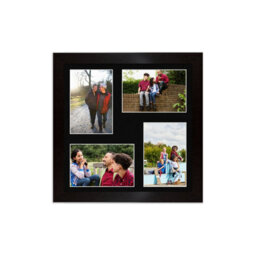 AK Frames 12X12 Matte Black Modern Multi Photo Frame With Black Mount - Holds 4 Apertures (4X) 6X4 Photos - thumbnail 1