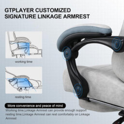 Gtplayer Fabric Gaming Chair With Footrest, Ergonomic Computer Desk Chair With Pocket Spring Cushion Heavy Duty Wide Pc Chair - thumbnail 4