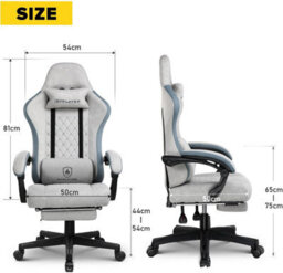 Gtplayer Fabric Gaming Chair With Footrest, Ergonomic Computer Desk Chair With Pocket Spring Cushion Heavy Duty Wide Pc Chair - thumbnail 2