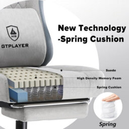 Gtplayer Fabric Gaming Chair With Footrest, Ergonomic Computer Desk Chair With Pocket Spring Cushion Heavy Duty Wide Pc Chair - thumbnail 3
