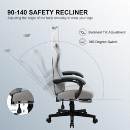 Gtplayer Fabric Gaming Chair With Footrest, Ergonomic Computer Desk Chair With Pocket Spring Cushion Heavy Duty Wide Pc Chair - thumbnail 6