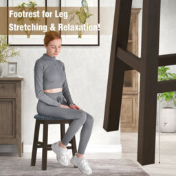 Costway Set Of 2 Bar Stools Saddle Padded Seat Stool 62Cm Counter Height Stools W/ Wood Legs - thumbnail 9