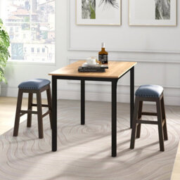 Costway Set Of 2 Bar Stools Saddle Padded Seat Stool 62Cm Counter Height Stools W/ Wood Legs - thumbnail 3