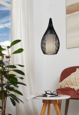 Eglo Black And White Metal And Glass 1 Light Ceiling Fitting, (D) 19Cm - image 1