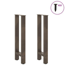 Berkfield Console Table Legs Natural Steel 2 Pcs 38X(72-73) Cm Steel - thumbnail 3