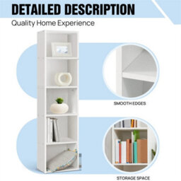5Tier Cube Bookcase Display Shelving Storage Unit Wooden Furniture Shelf - thumbnail 3
