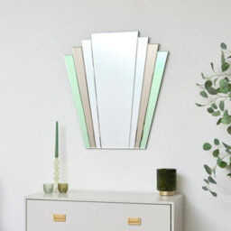 Melody Maison Green & Mocha Glass Art Deco Fan Wall Mirror 75Cm X 68Cm - thumbnail 3