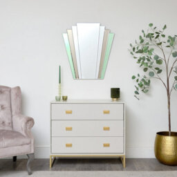 Melody Maison Green & Mocha Glass Art Deco Fan Wall Mirror 75Cm X 68Cm - thumbnail 7
