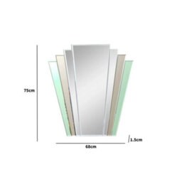 Melody Maison Green & Mocha Glass Art Deco Fan Wall Mirror 75Cm X 68Cm - thumbnail 9