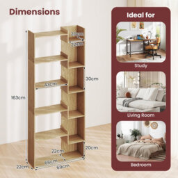 Costway 11-Shelf Geometric Bookshelf 163 Cm Tall Decorative Bookcase - thumbnail 3
