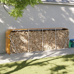 Walplus Log Holder Light Brown 300X45X100 Cm Galvanised Steel