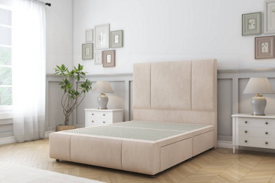 "Sloomy Lisbon Sand Naples Divan Bed 2 Drawers Left Side-54"" Floor Standing Headboard 12"" Footboard 3' Single" - image 1