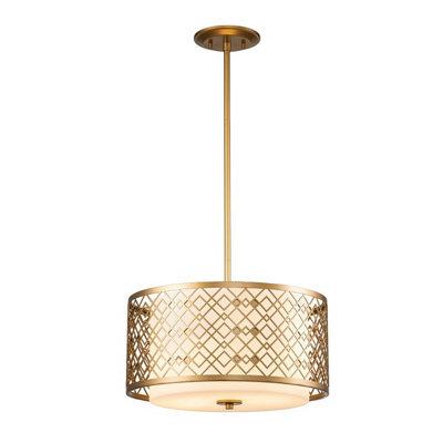 Luminosa Lighting Luminosa Ziggy 2 Light Cylindrical Pendant Ceiling Light, Lacquered Gold - image 1