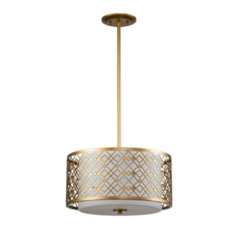 Luminosa Lighting Luminosa Ziggy 2 Light Cylindrical Pendant Ceiling Light, Lacquered Gold - thumbnail 6