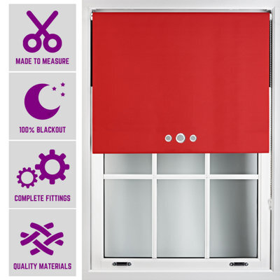 Furnished Triple Eyelets Blackout Window Blinds Free Cut Service - Red (W)60Cm X (L)210Cm - image 1