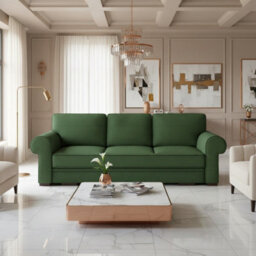 Bukiet Modern Upholstered Sofa Bed With Storage Polyurethane Foam Wavy Springs 256X103X95Cm Green