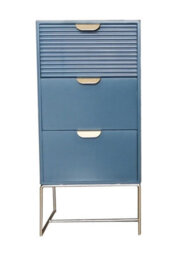 Minster 3 Drawer Bedside Table - Wood - L24 X W30 X H64 Cm - Blue