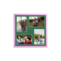 AK Frames 12X12 Pastel Pink Sleek Multi Photo Frame With Emerald Mount - Holds 4 Apertures (4X) 6X4 Photos