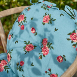 Dibor Set Of 4 Blue Rose Round Summer Outdoor Garden Chair Seat Pad Cushions - thumbnail 3