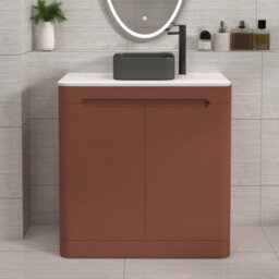 Royal Bathrooms Venice 800mm Terracotta Clay Freestanding Bathroom Countertop Vanity Unit 2 Door With Art Square Basin - thumbnail 1