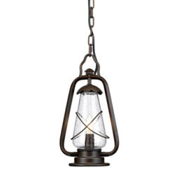 Elegant Outdoor Ip44 Chain Lantern In Old Bronze With Led E14 Bulb Fitting