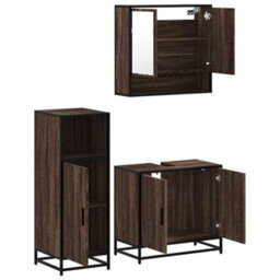 Berkfield 3 Piece Bathroom Furniture Set Brown Oak Engineered Wood - thumbnail 6