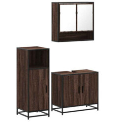 Berkfield 3 Piece Bathroom Furniture Set Brown Oak Engineered Wood - thumbnail 2