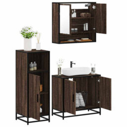 Berkfield 3 Piece Bathroom Furniture Set Brown Oak Engineered Wood