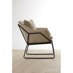 Orsina Stone Armchair, Easy-To-Clean Linen Accent Chair, Arm Support Comfy Armchair, Space-Saver Dining Armchair - thumbnail 3
