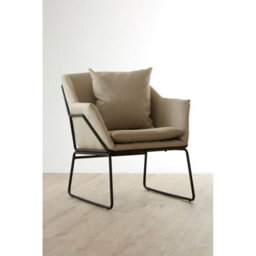 Orsina Stone Armchair, Easy-To-Clean Linen Accent Chair, Arm Support Comfy Armchair, Space-Saver Dining Armchair - thumbnail 2