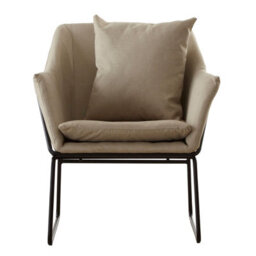 Orsina Stone Armchair, Easy-To-Clean Linen Accent Chair, Arm Support Comfy Armchair, Space-Saver Dining Armchair