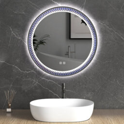 Durovin Bathrooms Wall Mounted Illuminated Led Bathroom Round Mirror Touch Sensitive Switch 3 Colors Mode And Anti Fog 600 X 600mm - thumbnail 2