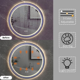 Durovin Bathrooms Wall Mounted Illuminated Led Bathroom Round Mirror Touch Sensitive Switch 3 Colors Mode And Anti Fog 600 X 600mm - thumbnail 3