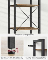Songmics 6-Tier Shelf, Bookcase, Bookshelf, Shelving Unit, Storage Organiser Rack, Special Walnut And Black - thumbnail 5