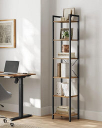 Songmics 6-Tier Shelf, Bookcase, Bookshelf, Shelving Unit, Storage Organiser Rack, Special Walnut And Black - thumbnail 1