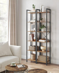 Songmics 6-Tier Shelf, Bookcase, Bookshelf, Shelving Unit, Storage Organiser Rack, Special Walnut And Black - thumbnail 3