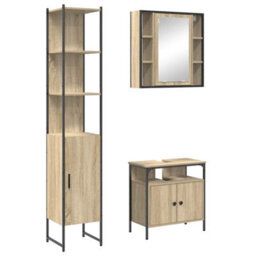 Walplus Bathroom Cabinet Set Other 3 Pcs Sonoma Oak 33 X 33 X 185.5 Cm - thumbnail 2