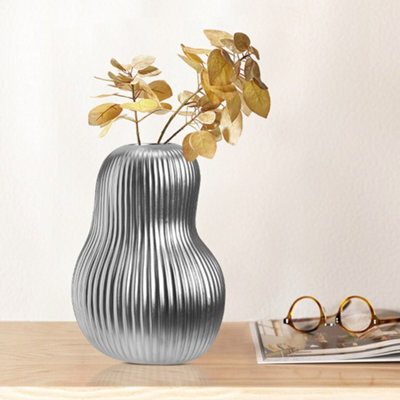 Living And Home Silver Artistic Gourd Porcelain Vase Tabletop Decor 190 X 265 mm - image 1