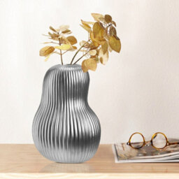 Living And Home Silver Artistic Gourd Porcelain Vase Tabletop Decor 190 X 265 mm