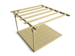 Arbor Garden Solutions Wall Mounted Pergola And Decking Complete Diy Kit, Chamfered Design (3M X 3M, Light Green (Natural) Finish) - thumbnail 2