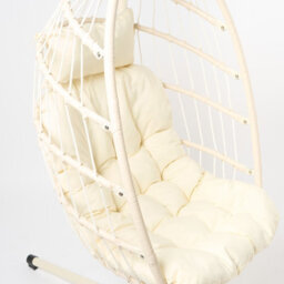 Ohs Folding Hanging Egg Chair Outdoor Garden Patio Swing Pod Seat - Cream - thumbnail 7