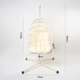 Ohs Folding Hanging Egg Chair Outdoor Garden Patio Swing Pod Seat - Cream - thumbnail 8