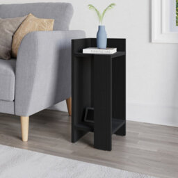 Decortie Elos Modern Narrow Left Module Bedside Table Nightstand 25Cm Drop-Door Storage Black Wood - thumbnail 1