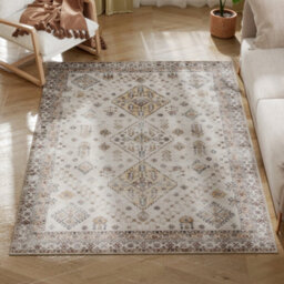 Homcom Flannel Non-Slip Washable Rug For Living Room, 170 X 120 Cm, Beige - thumbnail 2
